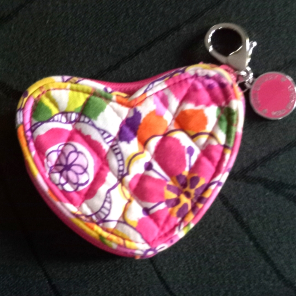 Vera Bradley Pink Quilted Coin Purse with Silver Clip